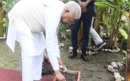 राज्यपाल पटेल ने राजभवन में रोपा तुलसी का पौधा