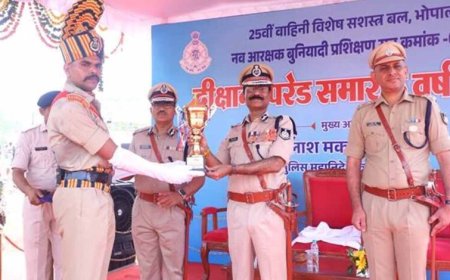 डीजीपी  कैलाश मकवाणा के मुख्य आतिथ्य में विशेष सशस्‍त्र बल के नव आरक्षकों का दीक्षांत समारोह आयोजित