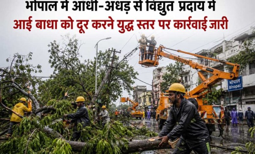 भोपाल में आँधी-अँधड़ से विद्युत प्रदाय में आई बाधा को दूर करने युद्ध स्तर पर कार्रवाई जारी
