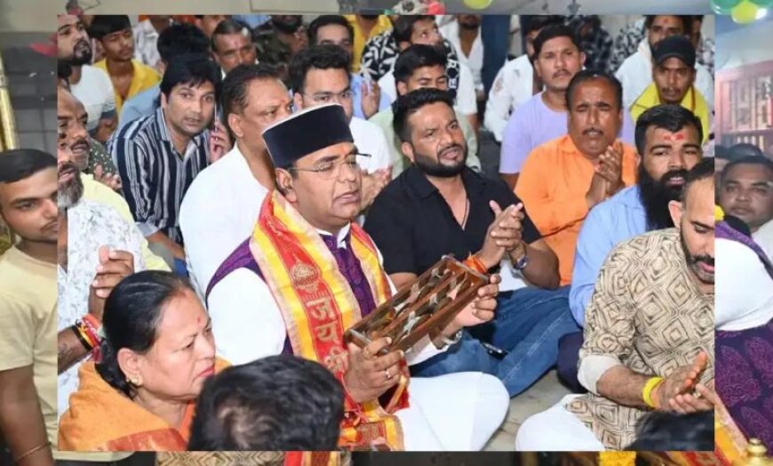 मंत्री सारंग ने प्रधानमंत्री मोदी के नाम से छोला मंदिर में हनुमान जी को गदा की अर्पित